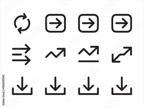 Essential linear vector arrow icon set, Navigation icons set for previous and next buttons.