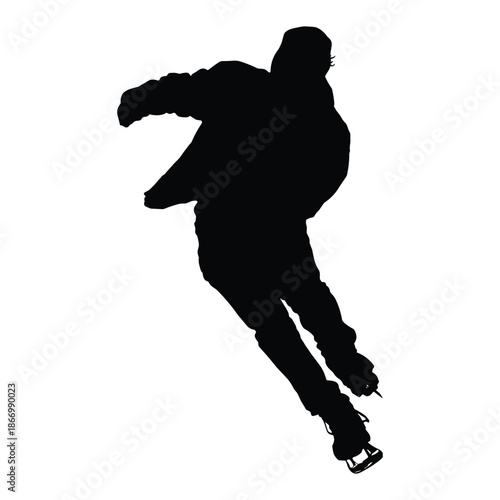 Silhouette of ice skater in motion