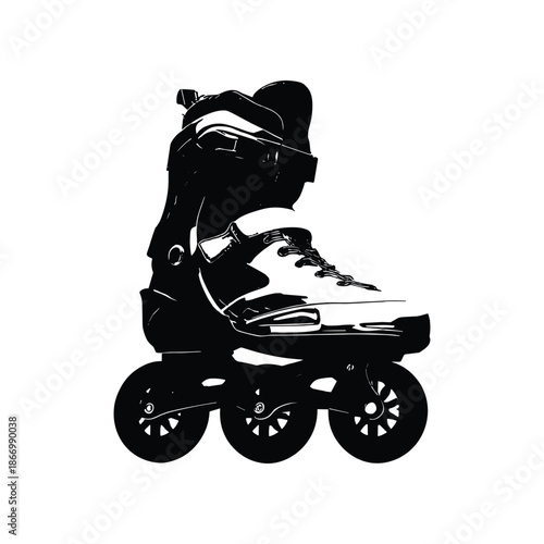 Black and white inline roller skate silhouette