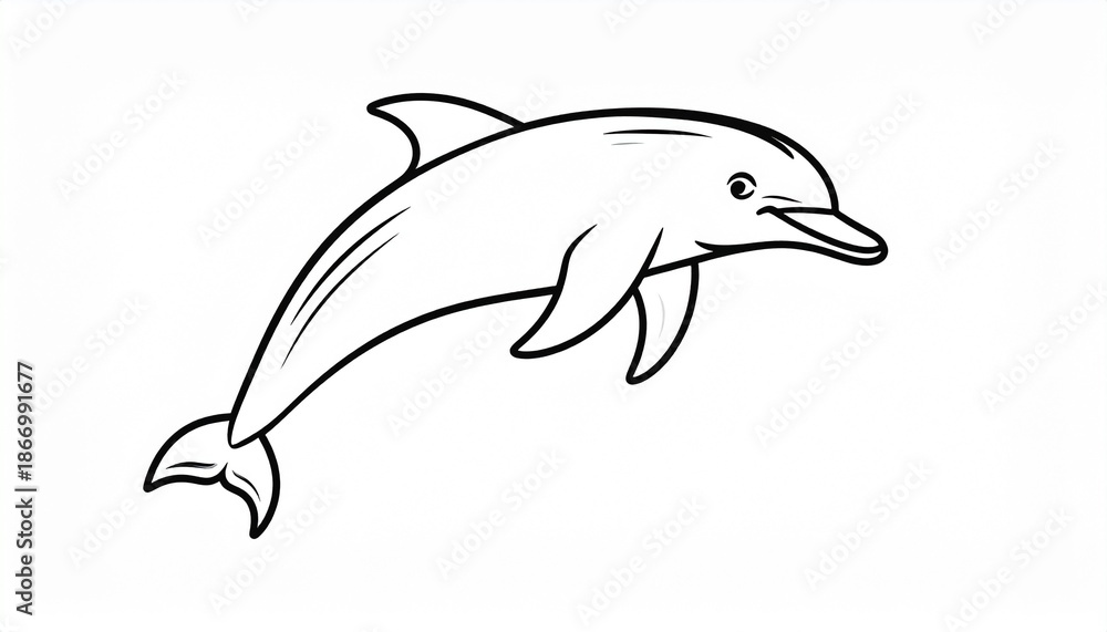 Obraz premium Cartoon Dolphin Jumping Out of Water