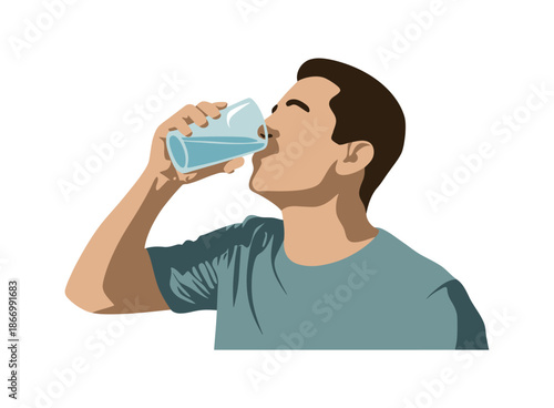 A fit man drinking water from a glass in a healthy hydration moment