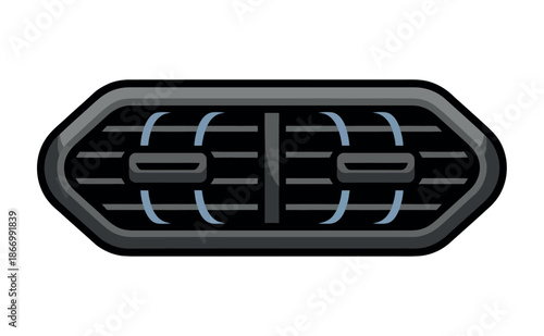 A sleek and modern car air vent with a black and gray design