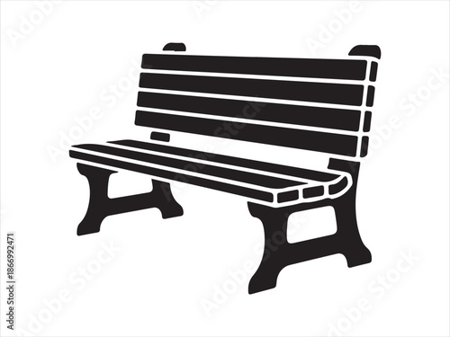 Classic wooden park bench silhouette. park bench silhouette vector illustration