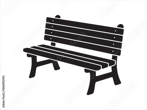Classic wooden park bench silhouette. park bench silhouette vector illustration