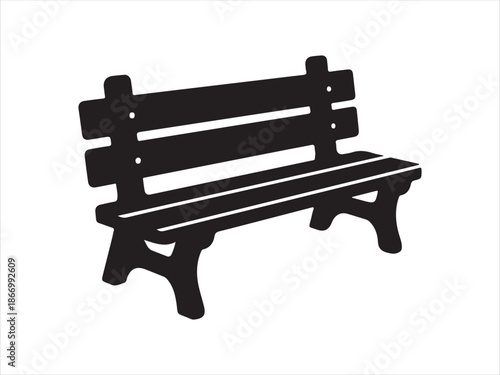 Classic wooden park bench silhouette. park bench silhouette vector illustration