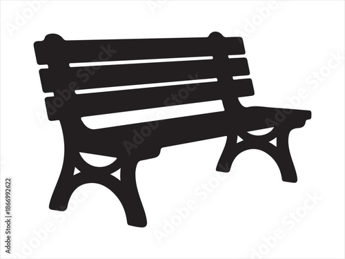 Classic wooden park bench silhouette. park bench silhouette vector illustration