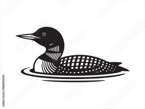 Cuadro en lienzo Loon Swimming  water silhouette vector