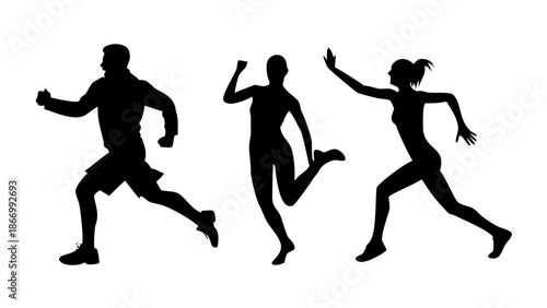 Silhouettes of runners