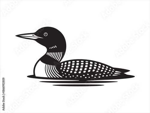 Fotografía Loon Swimming  water silhouette vector