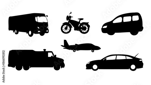 Silhouettes of various vehicles