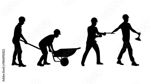 Construction workers silhouettes