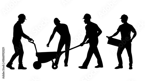 Construction workers silhouette