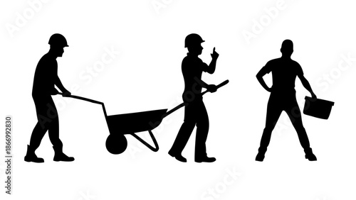 Construction workers silhouette