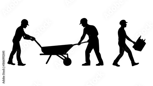 Construction workers silhouette