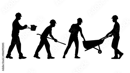 Construction workers silhouette