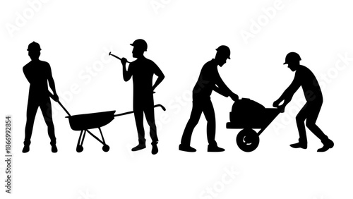 Construction workers silhouettes