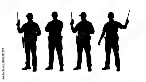 Silhouettes of armed officers