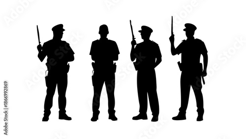 Silhouettes of police officers