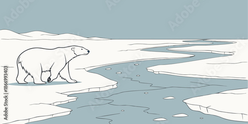Polar bear in arctic landscape