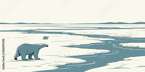 Polar bears in arctic landscape