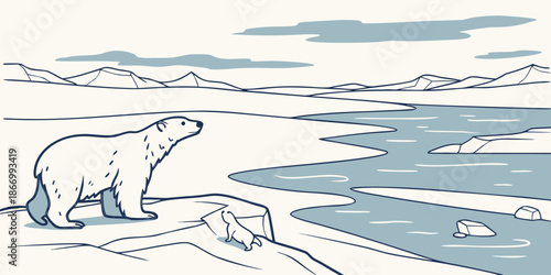 Polar bear in arctic landscape