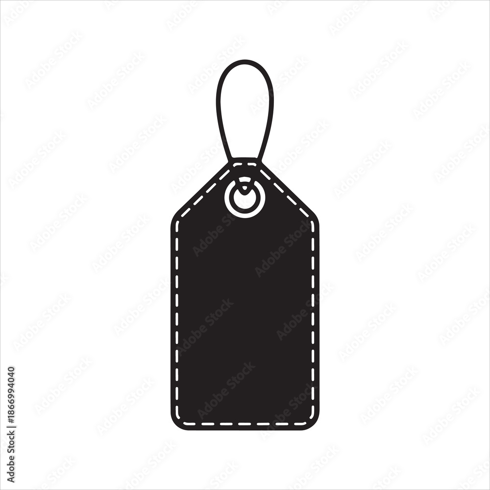 Fototapeta premium Price tag icon, Price Tag Icon Black Vector silhouette. Minimalist black tag with loop for labels or pricing 