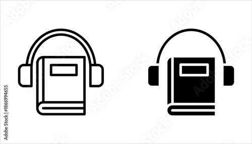 Audiobook icon set design for signs, logo, apps or website on white background