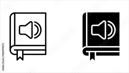 Audiobook icon set design for signs, logo, apps or website on white background