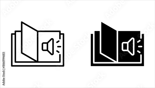 Audiobook icon set design for signs, logo, apps or website on white background