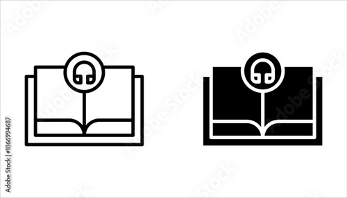 Audiobook icon set design for signs, logo, apps or website on white background