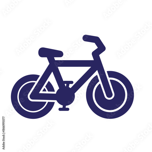 Simple dark blue bicycle icon on white background  bike symbol for design and graphics