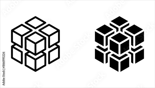 Cube Icon vector illustration, 3d cube icon set, Rubik cube icon on white background