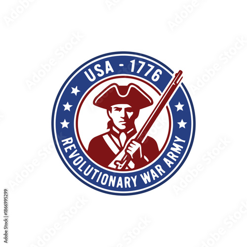 USA 1776 Revolutionary War Army Circular Logo Vector