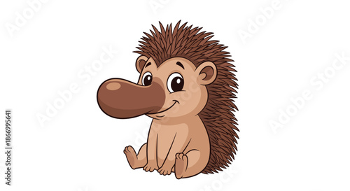Unusual and cute fantasy creature combining features of a hedgehog with its quills and a platypus with its large bill.