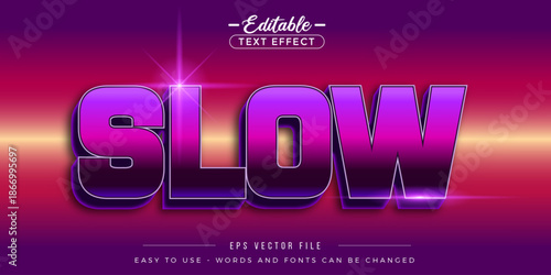 Purple slow text, editable text effect.