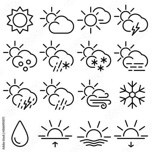 Weather Essentials Icon Set Outline Style (Part 2)