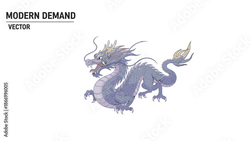 A gray and gold dragon mascot with a fiery breath, depicted in a dynamic pose, set against a clean white background with a mix of red and golden accents, conveying a festive and powerful