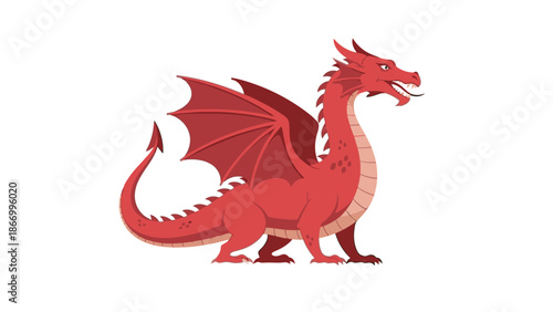 A red and golden dragon mascot for Chinese New Year, depicted in a vector illustration style against a clean white background.