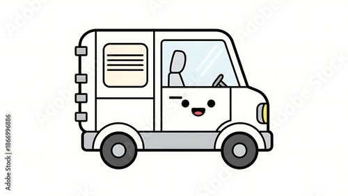 Wallpaper Mural Cartoon Delivery Van with Smiling Face. Torontodigital.ca