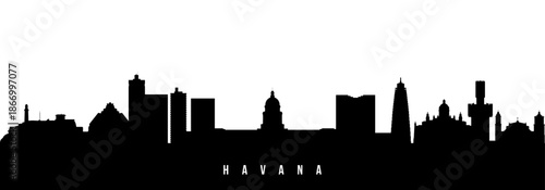 Vector silhouette illustration of Havana city urban skyline. Modern minimalist cityscape graphic, perfect for travel, banners or backgrounds.