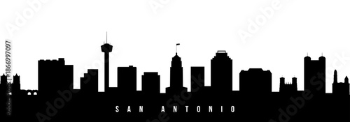Vector silhouette illustration of San Antonio City urban skyline. Modern minimalist cityscape graphic, perfect for travel, banners or backgrounds.
