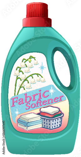 Vector Illustration of Fabric Softener Bottle with Floral Label