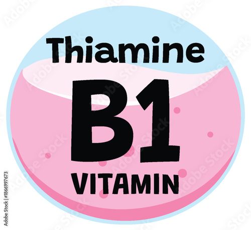 Thiamine Vitamin B1 Icon in Flat Vector Style