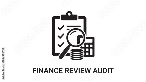 Finance Review Audit Icon in Simple Flat Design with Monochromatic Color Scheme on White Background for Financial Services