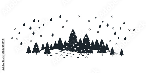 Winter forest silhouette