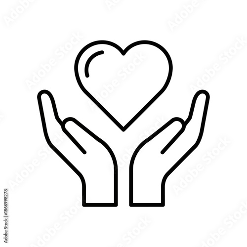 Hands Holding Heart Symbol Charity Support.