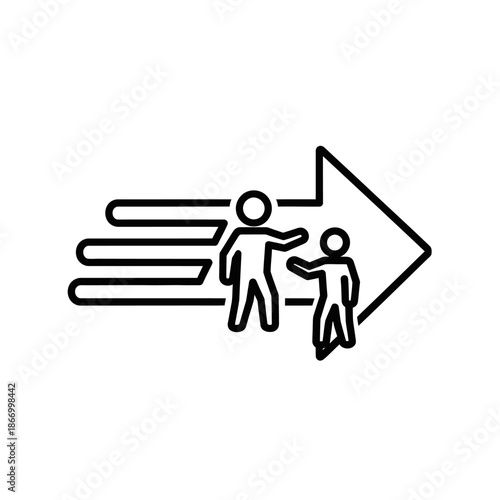 Simple Line Art People Helping Hand.