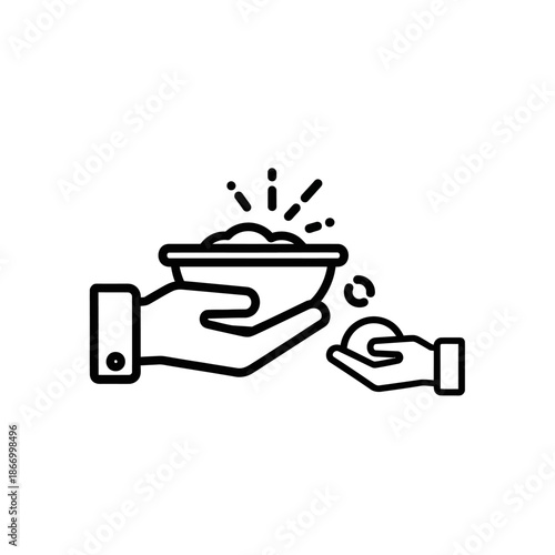 Hand holding bowl with falling powder.