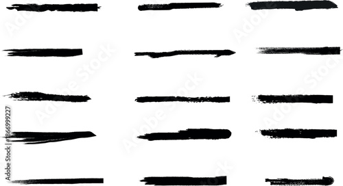 A collection of black brush strokes on a white background