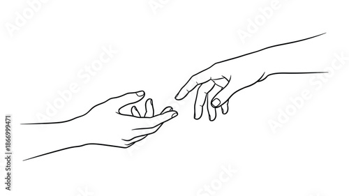 Delicate hands reaching for connection a minimalist line art silhouette